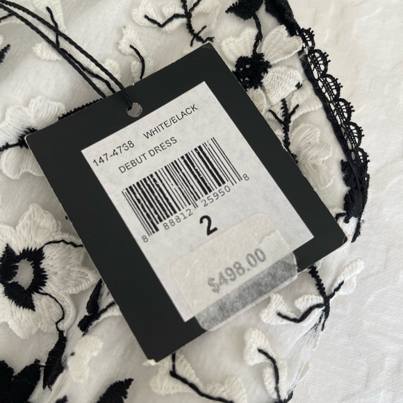 Nanette Lepore Size 2 Black & White Floral Applique Lace Slip Dress - Picture 7 of 11